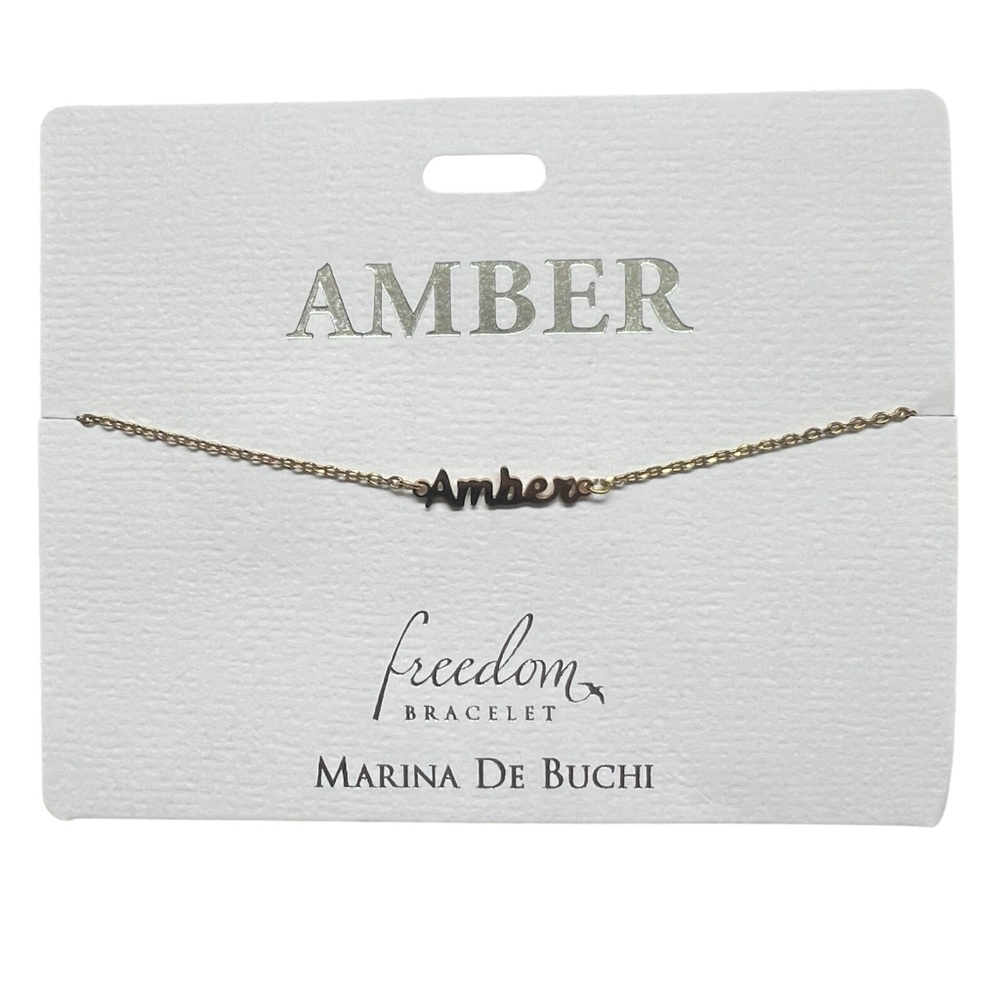 Marina De Buchi Personalized Luxe Name Amber Freedom Bracelet Jewelry NWT Gift